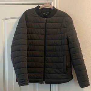 Men's Charcoal Grey Quilted Bomber Jacket, Sz L